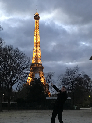 Eiffel Tower Paris - I am pointing to it just in case you miss it.