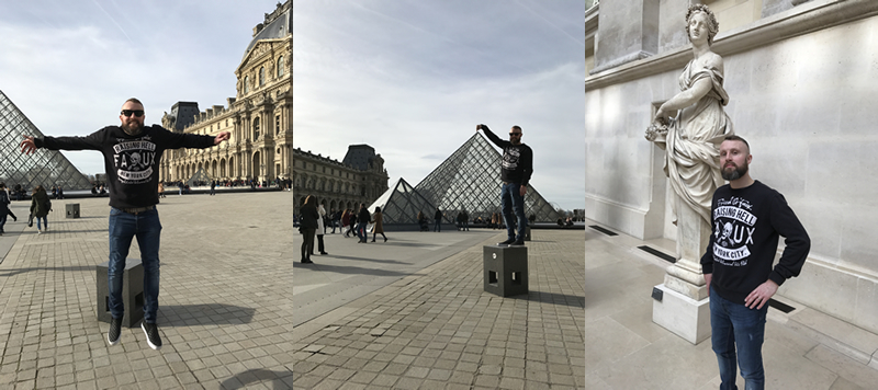 Levitating outside the Louvre in Paris!