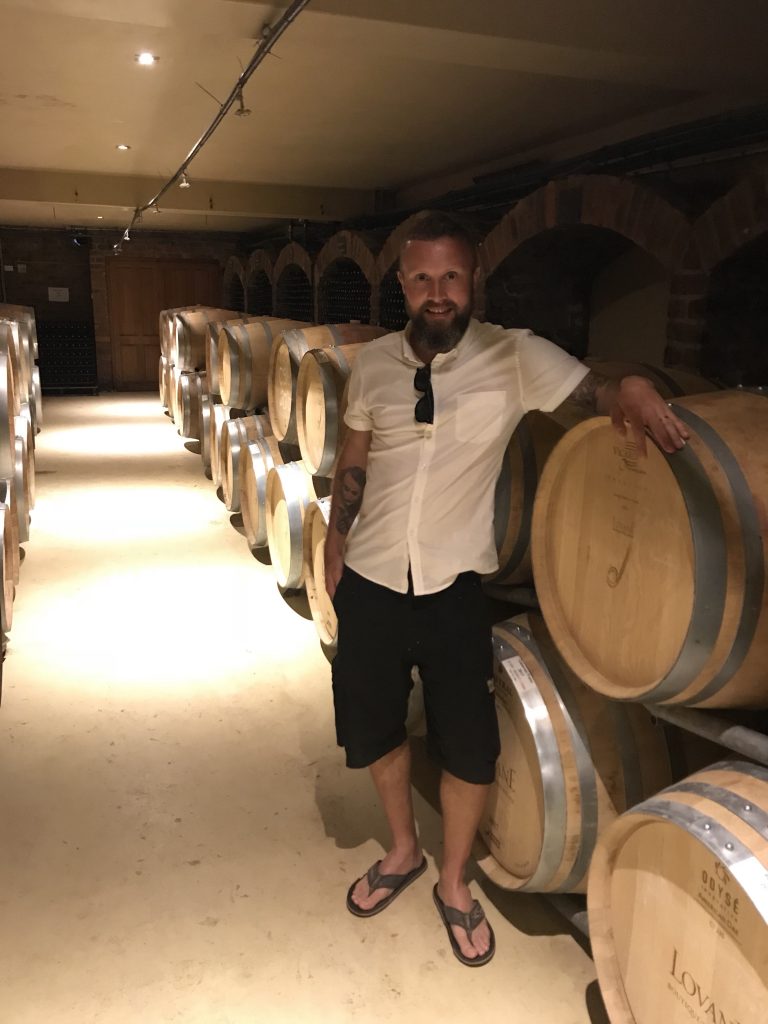 GoGoGaz checking out the cellar at Lovane Boutique Wine Estate in my carefully selected wine connoisseur outfit